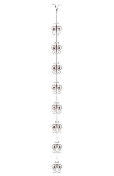 Glitzhome 8.5ft Faux Copper Butterfly Shaped Rain Chain With V-shaped Gutter Clip In Brown
