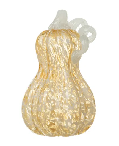 Glitzhome 8.5"h Fall Amber Dots Glass Gourd In Multi