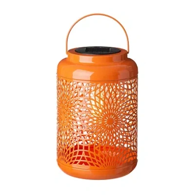 Glitzhome 8.75" Orange Metal Cutout Lanterns In Black