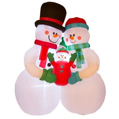 Glitzhome 8ft Christmas Lighted Inflatable Snowman Family Decor In White,red,black,green,blue