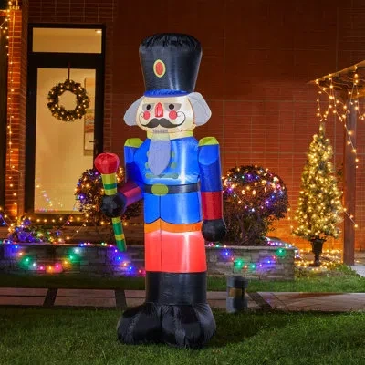 Glitzhome 8ft Christmas Lighted Inflatable Soldier Décor In White,red,green,black,blue