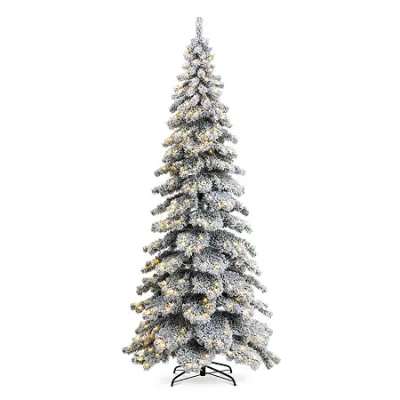 Glitzhome 9 Ft Pre-lit Layered Spruce Christmas Tree In Green