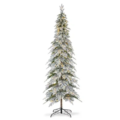 Glitzhome 9 Ft Pre-lit Pencil Spruce Christmas Tree In Green