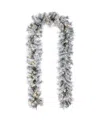 Glitzhome 9 Ft Pre-lit Snow Flocked Pine Christmas Garland In Multi