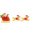 Glitzhome 90.5" Fabric Christmas 2d Dog With Santa Sleigh Lighted Outdoor Decor In Multi