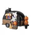 Glitzhome 9.25''l Halloween Polyresin Lighted Camper W/ghost Pumpkin Black Cat Table Decor In Multi