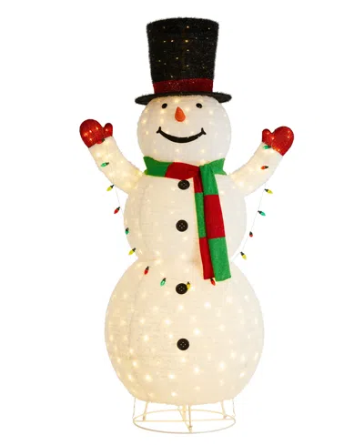 Glitzhome 94.5" Lighted Fabric Christmas 3d Foldable Snowman Outdoor Decor In Multi