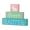 Glitzhome 9.5l Wooden Block Easter Tabletop Decor In Blue