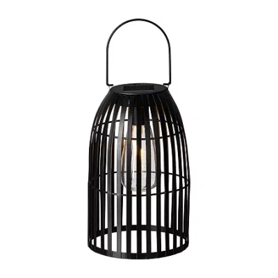 Glitzhome 9.75" Woven Black Solar Powered Lantern
