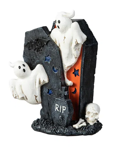 Glitzhome 9.75''h Halloween Polyresin Ghost Gravestone Table Decor In Multi