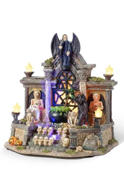 Glitzhome 9.75"h Lighted Resin Halloween Haunted House Village In Multi