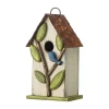 Glitzhome 9.75in Distressed Solid Wood Bird House In White