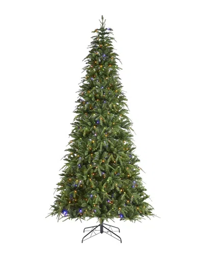 Glitzhome 9ft Deluxe Pre-lit Green Slim Fir Christmas Tree
