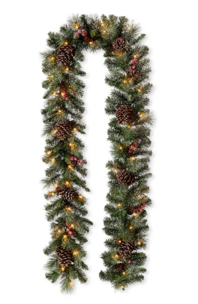 Glitzhome 9ft Lighted Christmas Garland With Pine Cone And Timer In Green