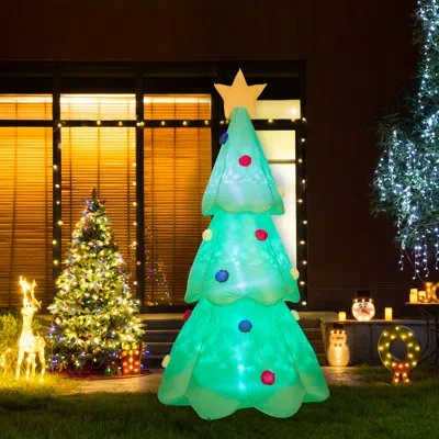 Glitzhome 9ft Lighted Inflatable Christmas Tree Decor In Green