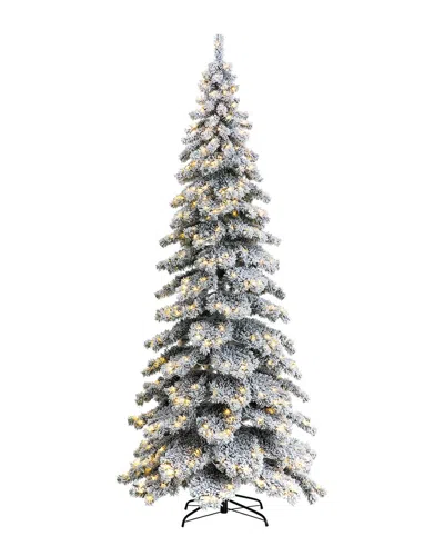 Glitzhome 9ft Pre Lit Flocked Layered Fir Christmas Tree In Blue
