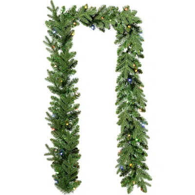 Glitzhome 9ft Pre-lit Artificial Christmas Garlands With Timer In Green