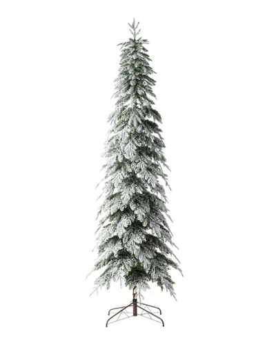 Glitzhome 9ft Pre-lit Flocked Pencil Spruce Tree In Green