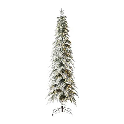 Glitzhome 9ft Pre-lit Pencil Spruce Artificial 9 Foot Pre-lit Multi-function Lights Spruce Christmas Tree In Gray