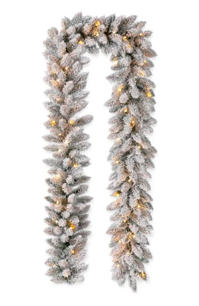 Glitzhome 9ft Pre-lit Snow Flocked Christmas Garland With Timer In Multi
