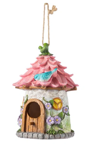 Glitzhome 9"h Resin Colorful Roof Outdoor Garden Birdhouse In Multi