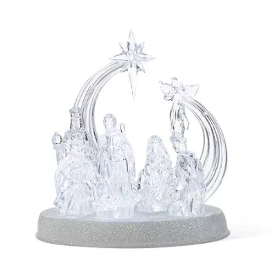 Glitzhome 9"l Christmas Lighted Acrylic Tabletop Nativity Scene Figurine Christmas Tabletop Decor In Multi