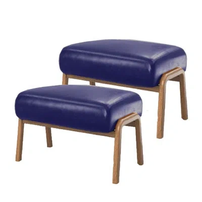 Glitzhome Accent Stool In Navy Blue