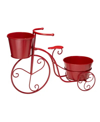 Glitzhome Bicycle Plant Stand In Red