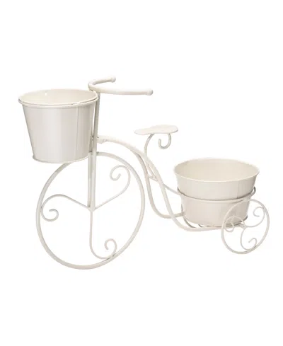 Glitzhome Bicycle Plant Stand In White