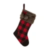 Glitzhome Black & Red Buffalo Plaid Christmas Stocking In Black