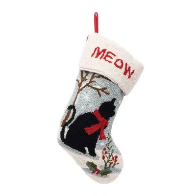 Glitzhome Cat Hooked Stocking In Black,red;black,red