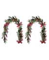 Glitzhome Christmas Bell, Pinecone And Berry Bow Garlands, Set Of 2 In Multi