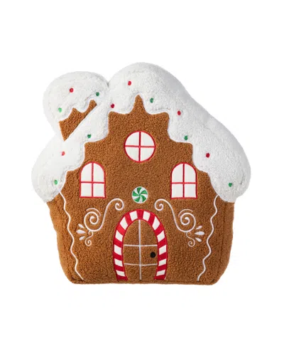 Glitzhome Christmas Gingerbread Man Shaped Pillow, 15" X 11"