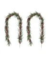 Glitzhome Christmas Greenery Dripping Eucalyptus Garlands With Berries, Set Of 2 In Multi
