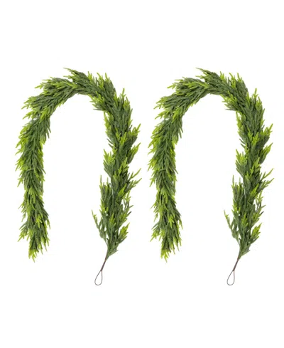 Glitzhome Christmas Greenery Dripping Garlands, Set Of 2 In Multi