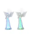 Glitzhome Christmas Lighted Color Changing Tabletop Angel Figurines, Set Of 2 In Multi