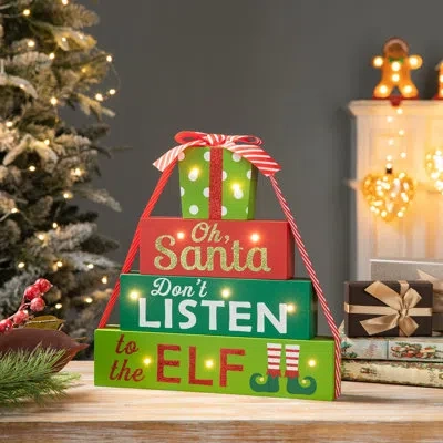 Glitzhome Christmas Lighted Decorative Accent In Green;red