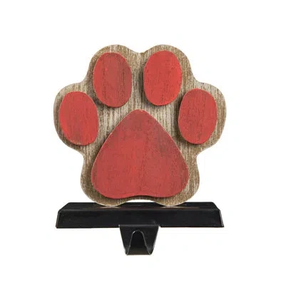 Glitzhome Christmas Paw Stocking Holder In Red