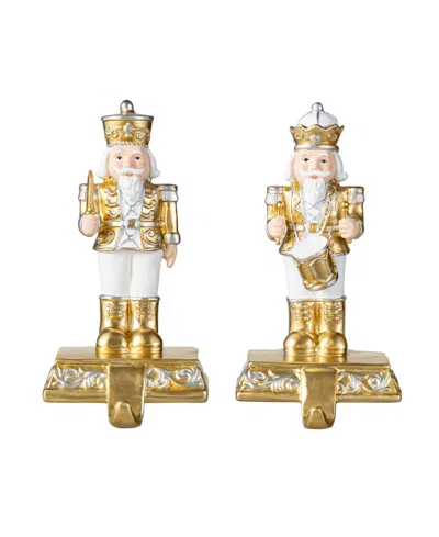 Glitzhome Christmas Resin Nutcracker Stocking Holders, Set Of 2 In Multi