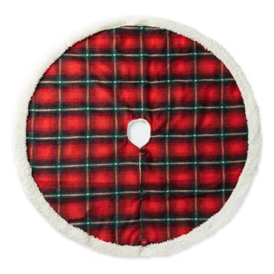 Glitzhome Christmas Tree Skirt Plaid Tree Skirt In Black;white;red