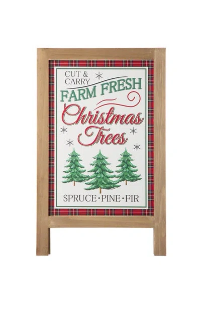 Glitzhome Christmas Wooden Easel Porch Sign In Multi