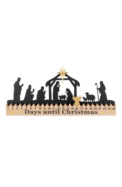 Glitzhome Christmas Wooden Metal Nativity Advent Countdown Calendar In Black