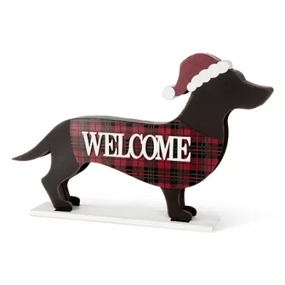 Glitzhome Dachshund Christmas Yard Art In Red