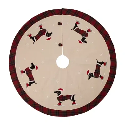 Glitzhome Dachshund Indoor Tree Skirt In Sand