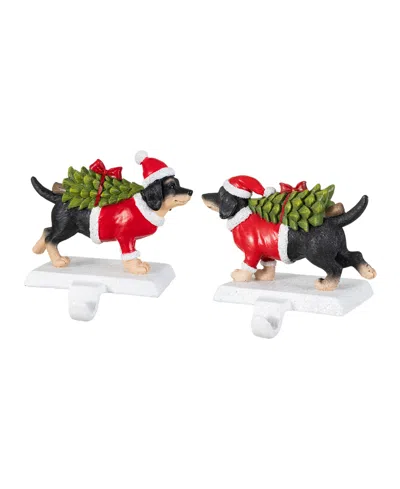 Glitzhome Dachshund Stocking Holders, Set Of 2 In Multi