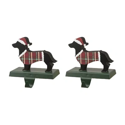 Glitzhome Daschund Christmas Stocking Holder - Set Of 2 In Black