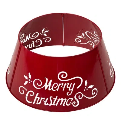 Glitzhome Diecut Metal Tree Collar With Lights In Red;red
