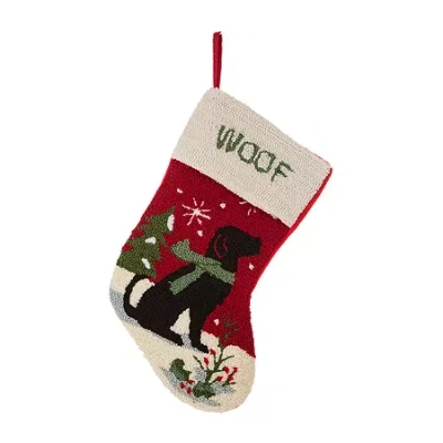 Glitzhome Dog Christmas Stocking In Red
