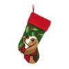 Glitzhome Dog Hooked Christmas Stocking In Red