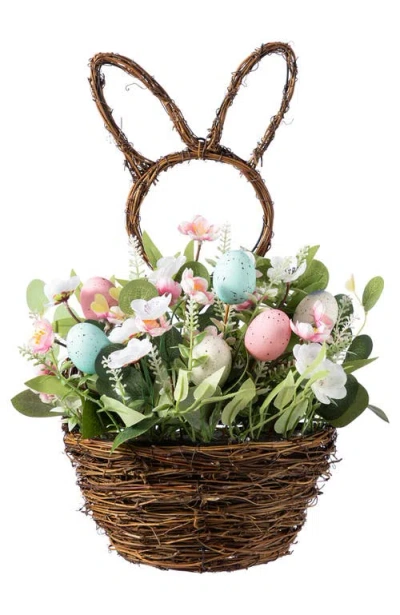 Glitzhome Easter Egg And Flower Bunny Shaped Basket Centerpiece In Multi
